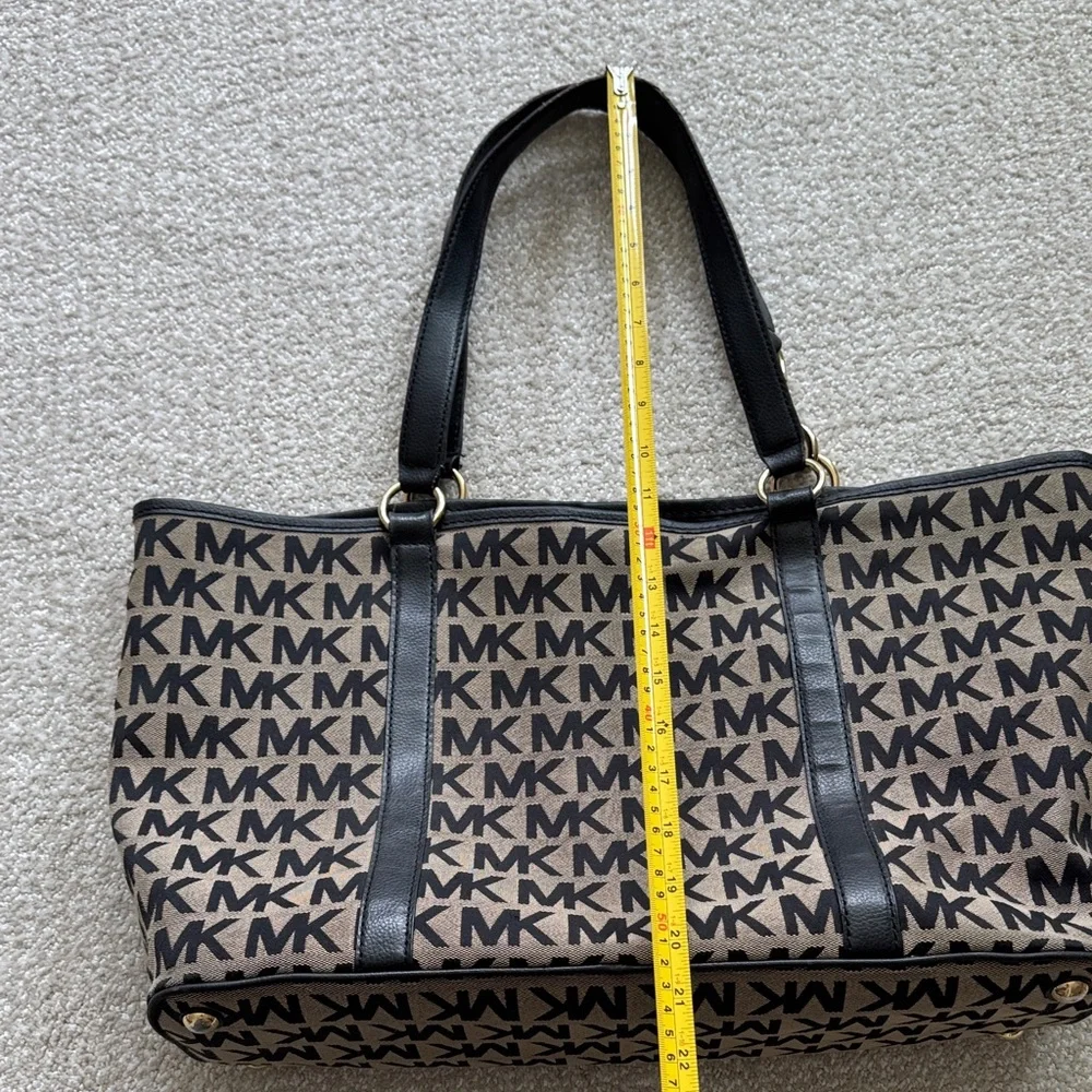 Michael Kors Signature Large Black and Brown Tote Shoulder Bag